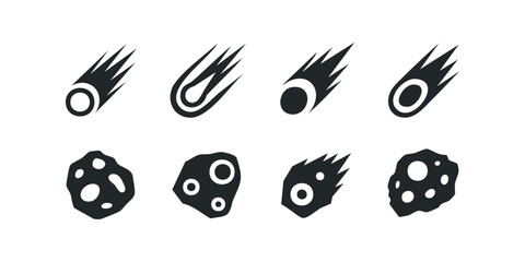Wall Mural - Space rock and meteorite icons set