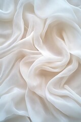 Canvas Print - Elegant Soft White Drape Flowing Fabric Opulence Creates a Smooth and Airy Ambiance in Design