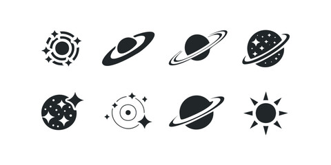Wall Mural - Cosmic collection of space object icons