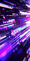 Canvas Print - Abstract Cyber Stream Data Transfer Pattern with Cool Color Overlaid Digital Noise Background Effect