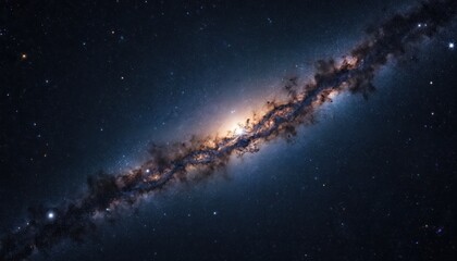 Wall Mural - Vast starry sky and bright galaxy. Twinkling stars and nebulae create a cosmic wonder. Deep space, with glowing celestial bodies, inspires awe and exploration of the universe.