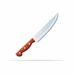 Sharp Kitchen Knife with Wooden Handle Illustration for Food Preparation or Culinary Arts Projects