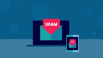 Wall Mural - Spam email protection is safeguarding the user's inbox from unwanted messages, preventing phishing attacks and scams.