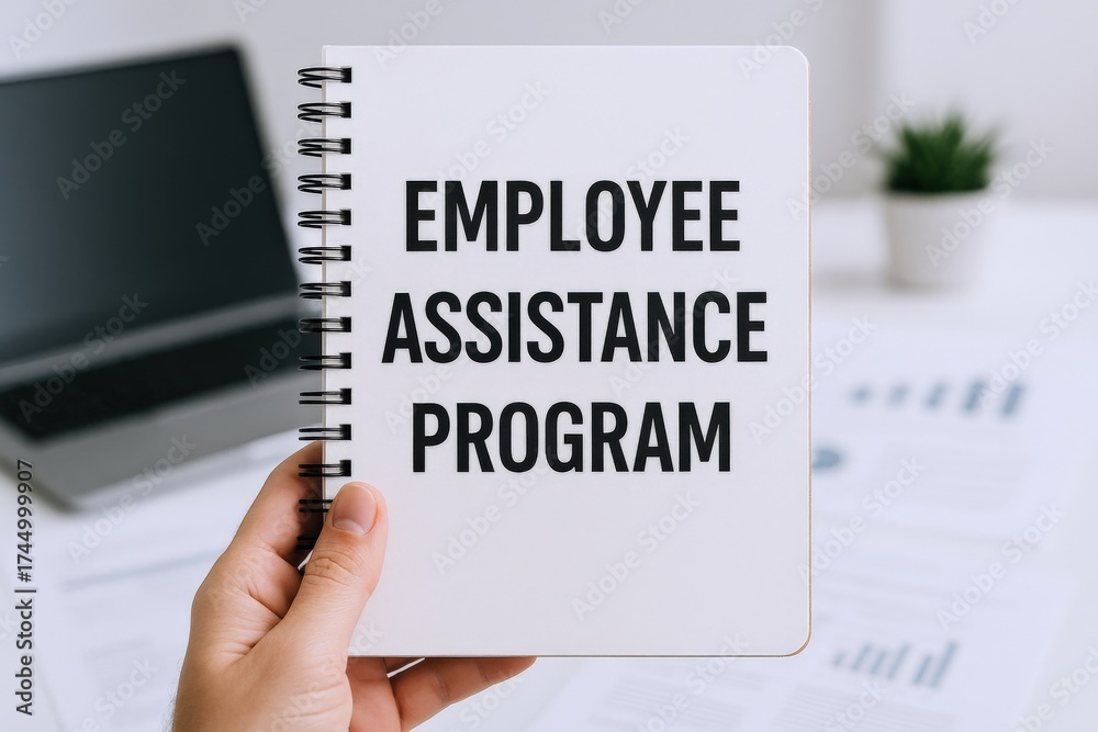 Employee Assistance Program (EAP) message on a notebook offering ...