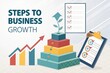 © Tam - Steps to Business Growth with Chart, Checklist, and Stacked Blocks Representing Strategy and Development Concepts