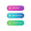© yendisupiandi - Vibrant three-dimensional app button set, showcasing upload, play, and download options for