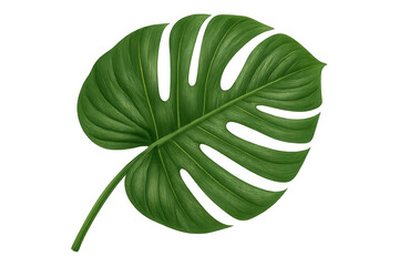 Wall Mural - Monstera deliciosa tropical leaf, exotic rainforest plant foliage, vibrant green botanical element on transparent background