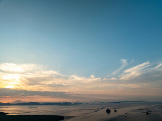 Wall Mural - Beautiful sky sunset or sunrise clouds over sea nature background