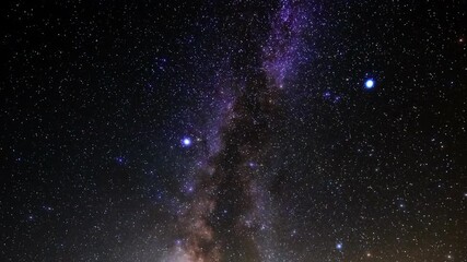 Wall Mural - Milky Way stars on a dark countryside skies. Time-lapse video.