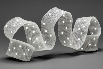Canvas Print - Elegant White Abstract Ribbon Twirls Gracefully with Soft Spotlights in a Dreamy, Ethereal Scene