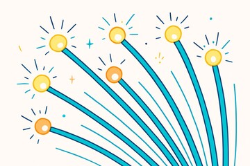 Wall Mural - Abstract concept of fiber optic light technology with glowing tips on a clean white background in a minimal hand-drawn style. Ai generative. Ai generative