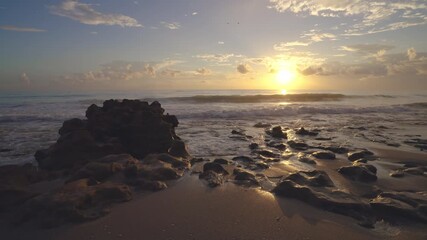 Wall Mural - Anastasia Rock Beach Sunrise Landscape in Slow Motion 2