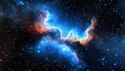 Wall Mural - majestic cosmic scene vibrant blue and orange nebula surrounded by a dazzling starfield in space