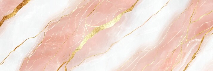 Wall Mural - Elegant Marble Texture Background with Gold Veins in Soft Peach and Cream Tones for Design Use