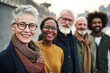 © Igor - Diverse Group of People Smiling Confidently in a Public Location