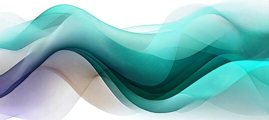 Canvas Print - Abstract Smooth Composition Featuring Translucent Waves in Mint and Light Orchid on White Background