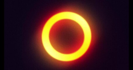 Wall Mural - abstract grainy orange and yellow gradient, neon glowing ring, looped animated background