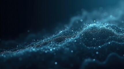 Abstract glowing blue nebula with bright stars and cosmic dust