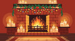 © ANDRIAN - Inviting ambiance of a holiday fireplace with glowing candles and warm decorations