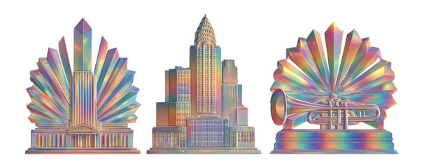 Colorful Transparent Objects with Modern Geometry and Unique Shapes