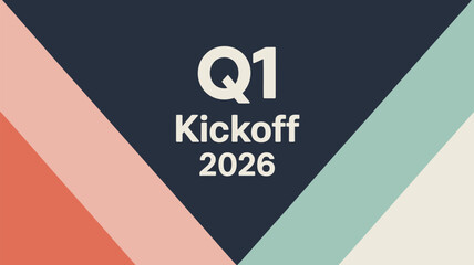 Presentation slide with q kickoff and year against colorful geometric background design layout