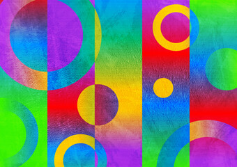 Wall Mural - Acid gradient colors, high contrast grainy grungy geometric poster background. Concept hi-tech grunge abstract vector design