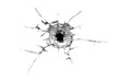 © Gustiawan - A close-up, high-contrast image of a bullet hole shattering a transparent surface
