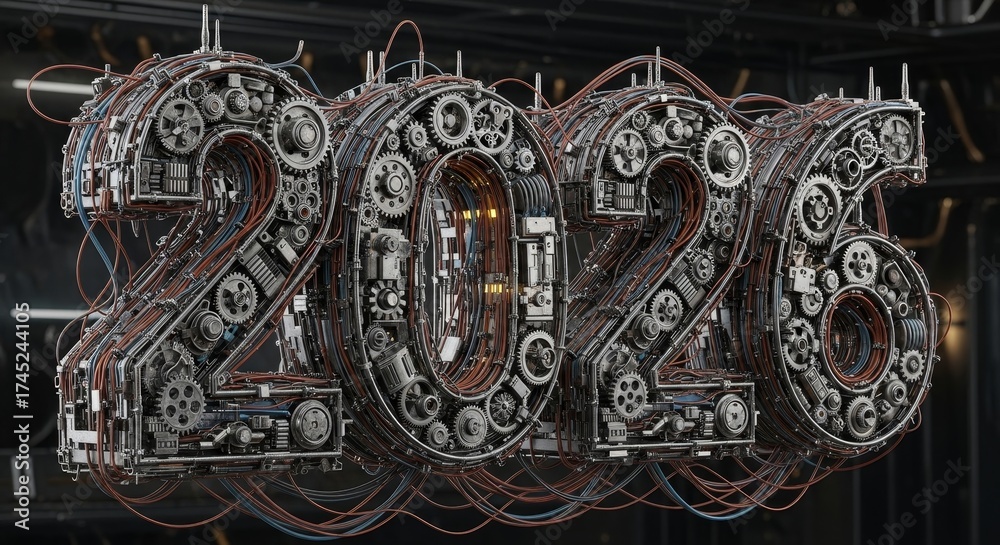 Science Machine 2026 Ilustrace Mechanical Gears And Wires 2026 - A detailed 3D showcasing ...