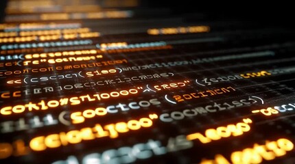 Glowing programming code lines background