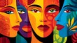 © Lubos Chlubny - Diverse women showing unity abstract colorful cubism faces