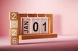 © eskay lim - toy block with number 2026 and calendar with Jan 1