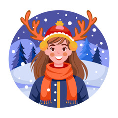 Canvas Print - A flat style illustration showing reindeer antlers 
