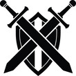 © IshratJahan - sword crossed with shield silhouette icon on transparent background