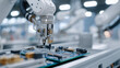 © forenna - Autonomous robots in clean industrial environment carefully assembling processors, sensors, and electronic boards, highlighting precision robotics, AI-driven efficiency, and modern