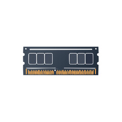 RAM stick memory module computer hardware component for PC upgrade flat vector illustration