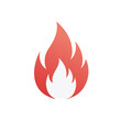 © FryArt - Bold red gradient fire flame icon symbol vector illustration representing heat energy danger