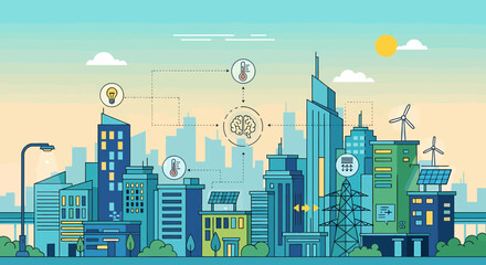 Smart City With Green Energy, Renewable Sources and Sustainability Concept