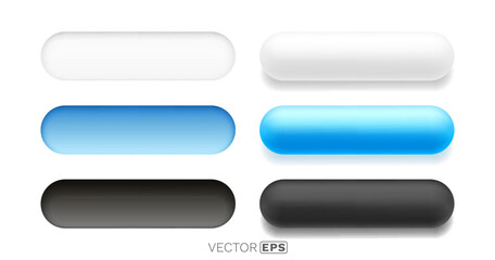 Wall Mural - Set of blank, modern UI buttons with glossy and matte styles.