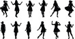 © parves's world - Silhouette of woman dancing in different poses, joyful female movement, fashion concept, beauty, freedom, lifestyle, elegance, creativity, modern design