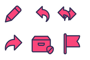 Essential user interface icons for editing, sharing, and archiving content