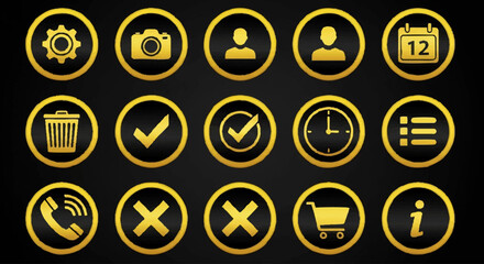 set of gold icons 