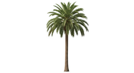 Single palm tree with green fronds isolated PNG with Transparent Background