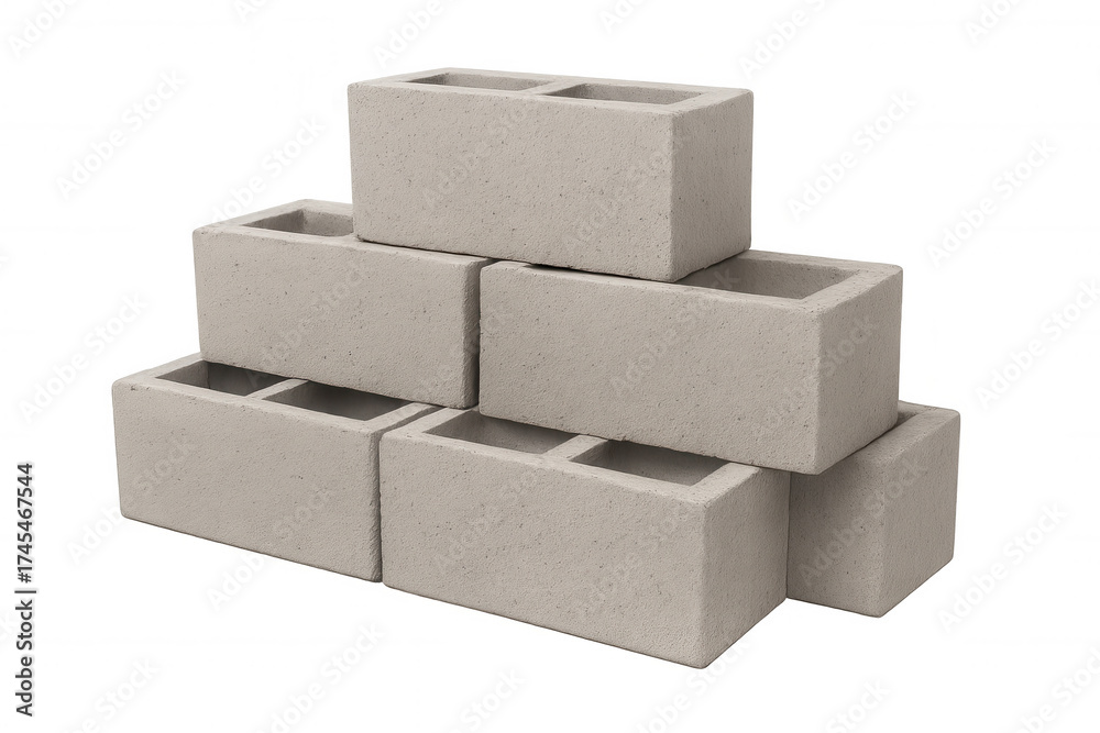 Concrete blocks stacking, building material for construction, strong ...