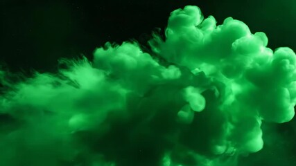 Poster - Seamlessly looping vibrant emerald green gas cloud flowing and expanding slowly, a deep atmospheric abstract animation fantasy, presentation, universe