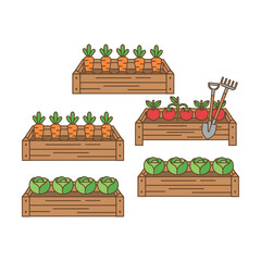 Wall Mural - Cozy home garden with potted plants and wooden decor illustration