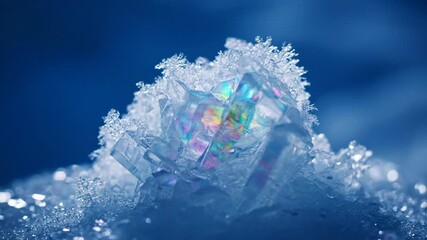 Wall Mural - Shimmering crystalline ice formation grows and shifts with subtle light refractions in a seamless loop cold, digitalart, white