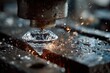 © irina - Close-up view of diamond being crafted in workshop with sparks flying during cutting process