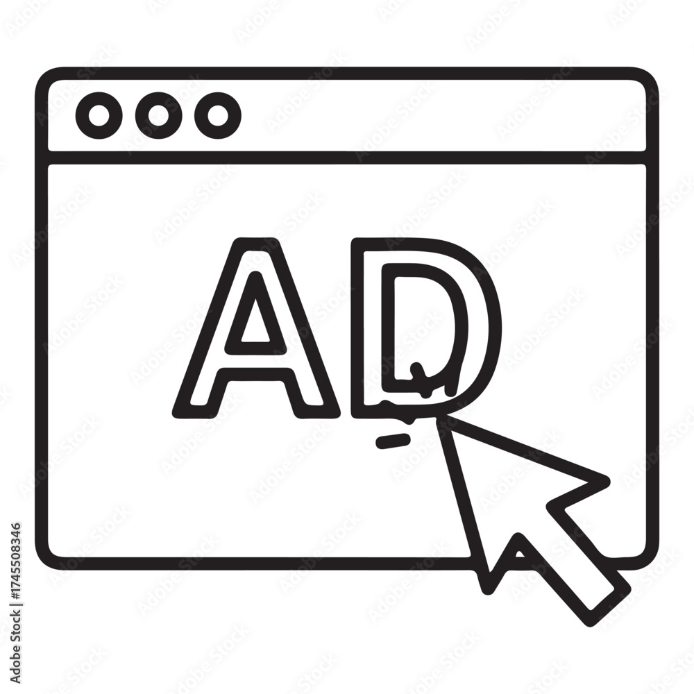 Clicking on an advertisement in a browser window Stock Vector | Adobe Stock