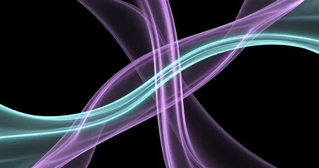 Wall Mural - Abstract flowing lines in purple and teal against a black background