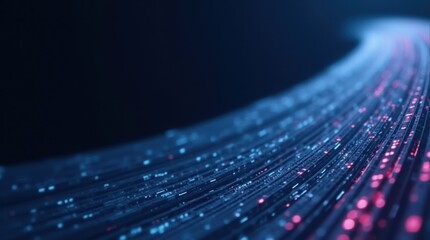 Abstract blue and pink light streaks flowing in darkness